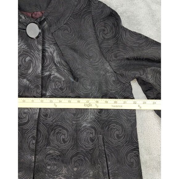 Womens Jacket Size 13-14 Black Van Swirl Pattern Long Sleeve Formal Evening Coat - Picture 5 of 11